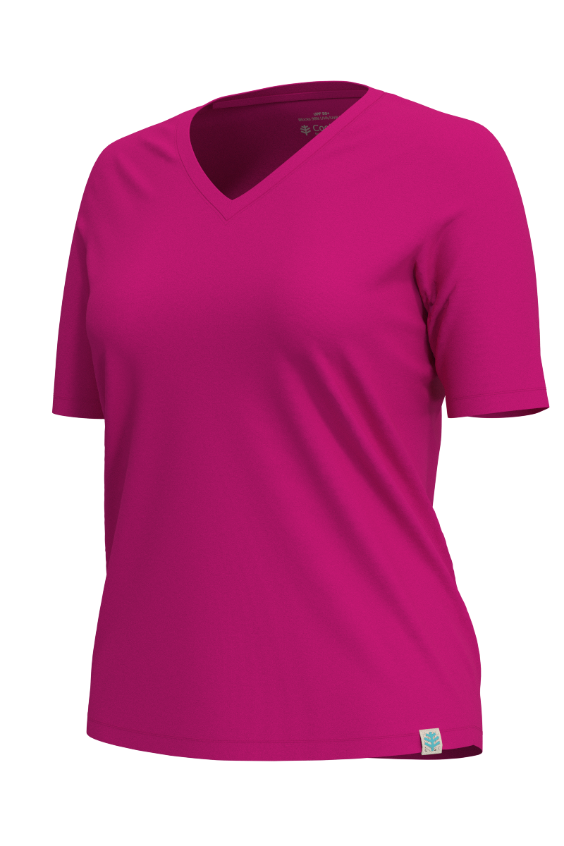 Women's Morada Everyday Short Sleeve V Neck T-Shirt | Fuchsia