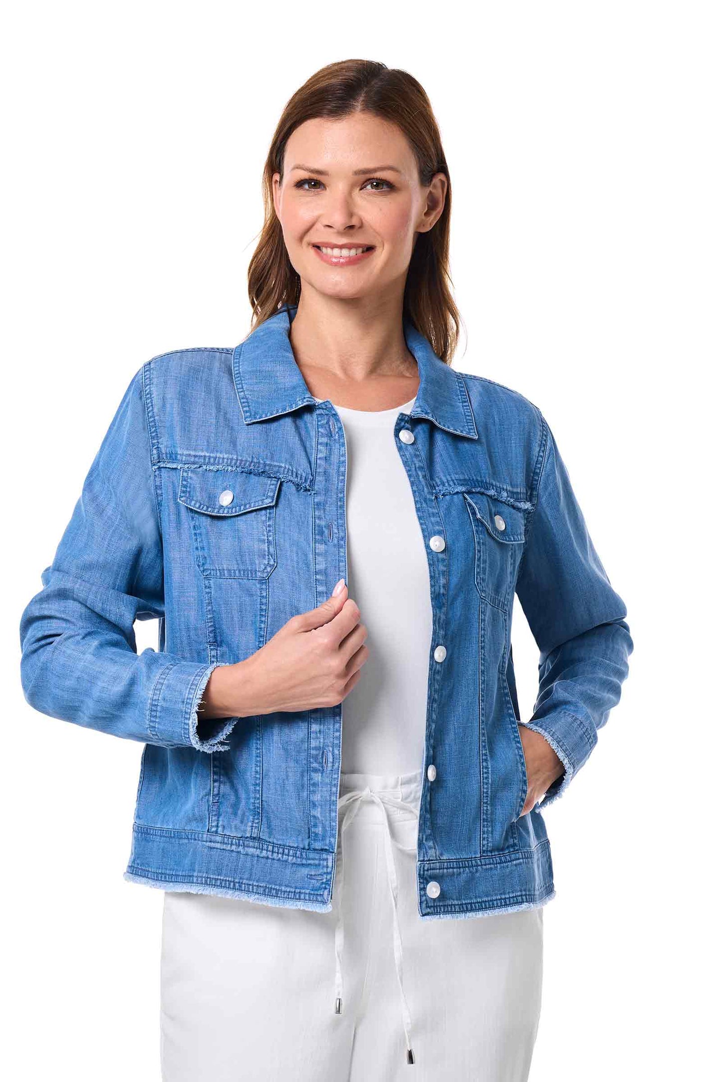 Women's Everglade Chambray Cropped Jacket | Light Indigo Chambray