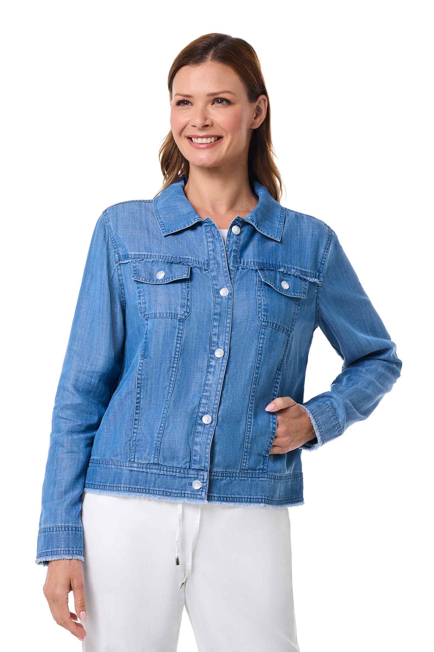 Women's Everglade Chambray Cropped Jacket | Light Indigo Chambray