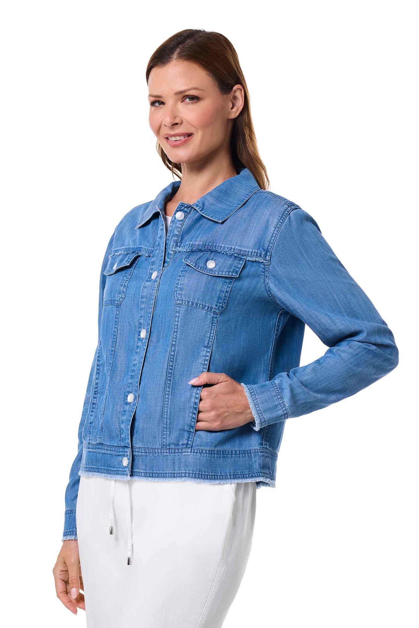 Women's Everglade Chambray Cropped Jacket | Light Indigo Chambray