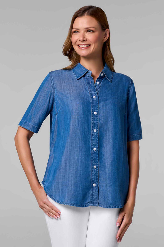 Women's Everglade Chambray Short Sleeve Shirt | Light Indigo Chambray