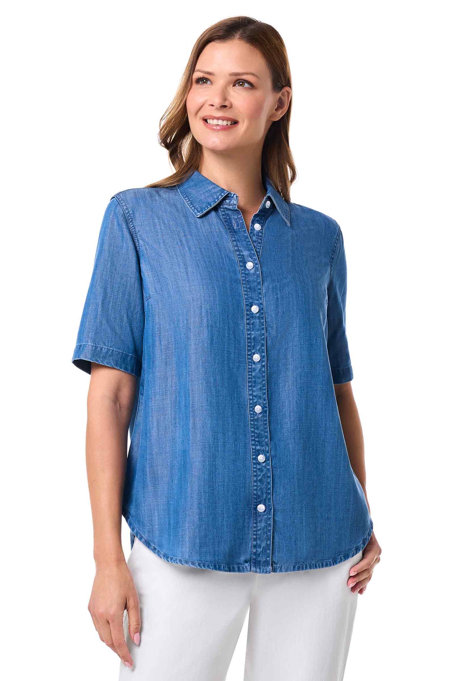 Women's Everglade Chambray Short Sleeve Shirt | Light Indigo Chambray