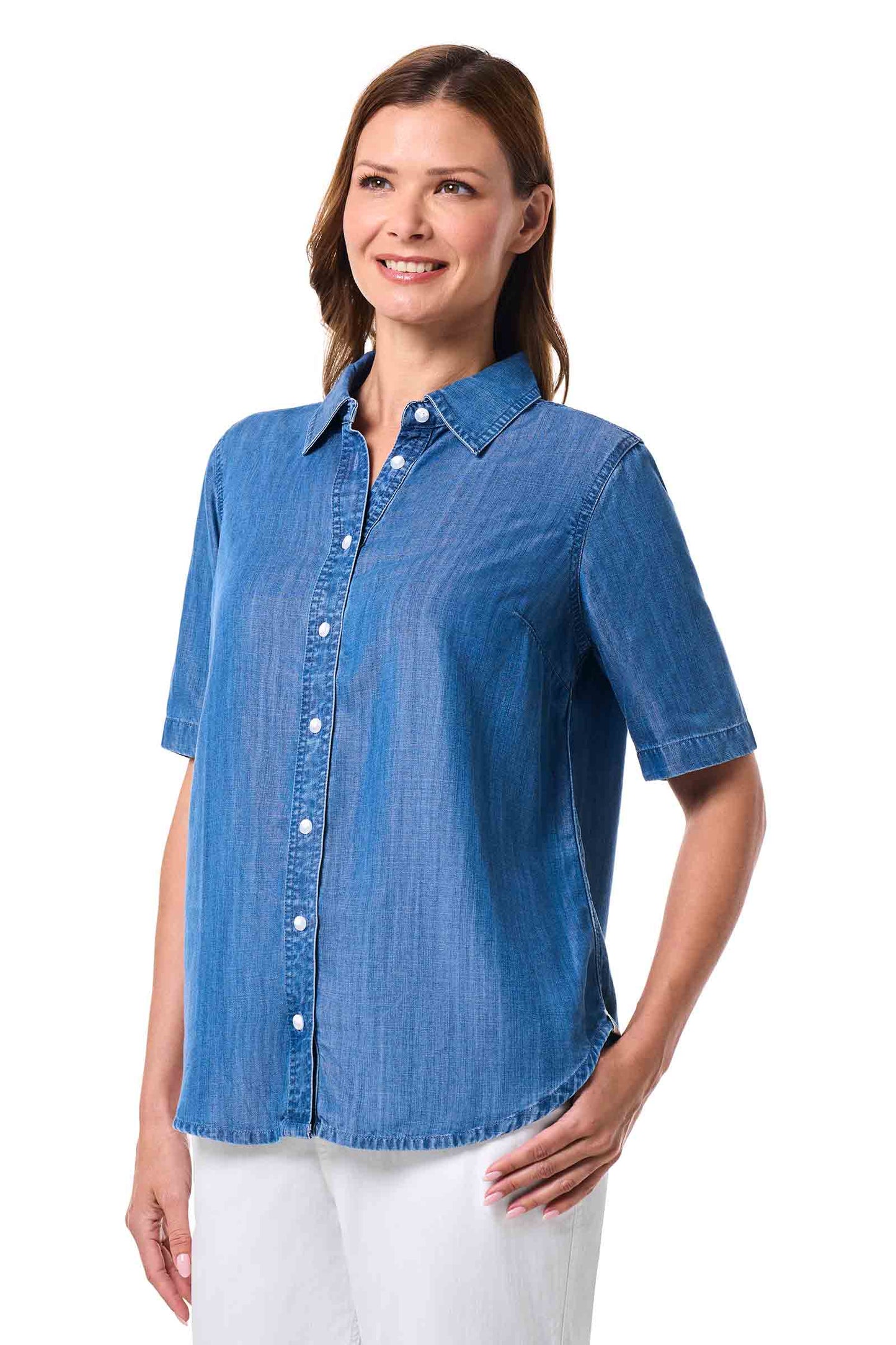 Women's Everglade Chambray Short Sleeve Shirt | Light Indigo Chambray