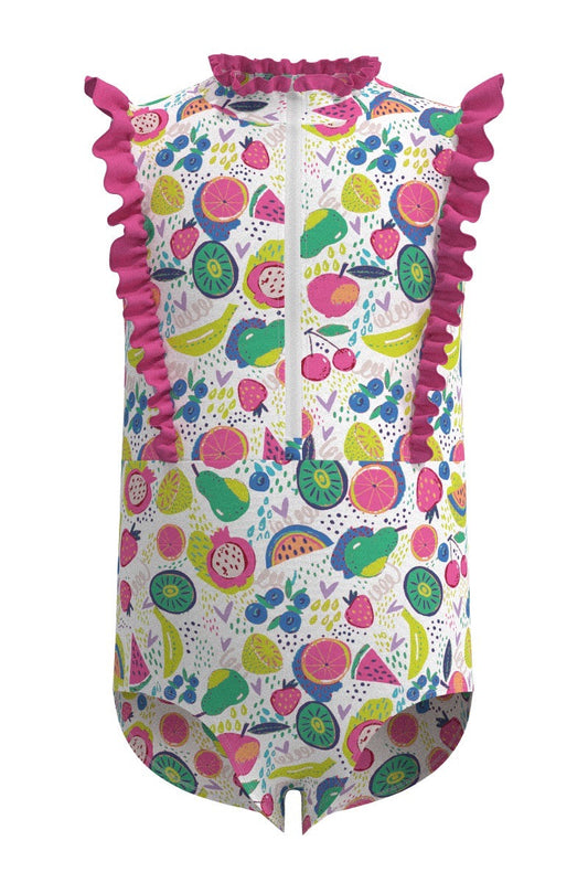 Kid's Angelfish Ruffle Swimsuit | White