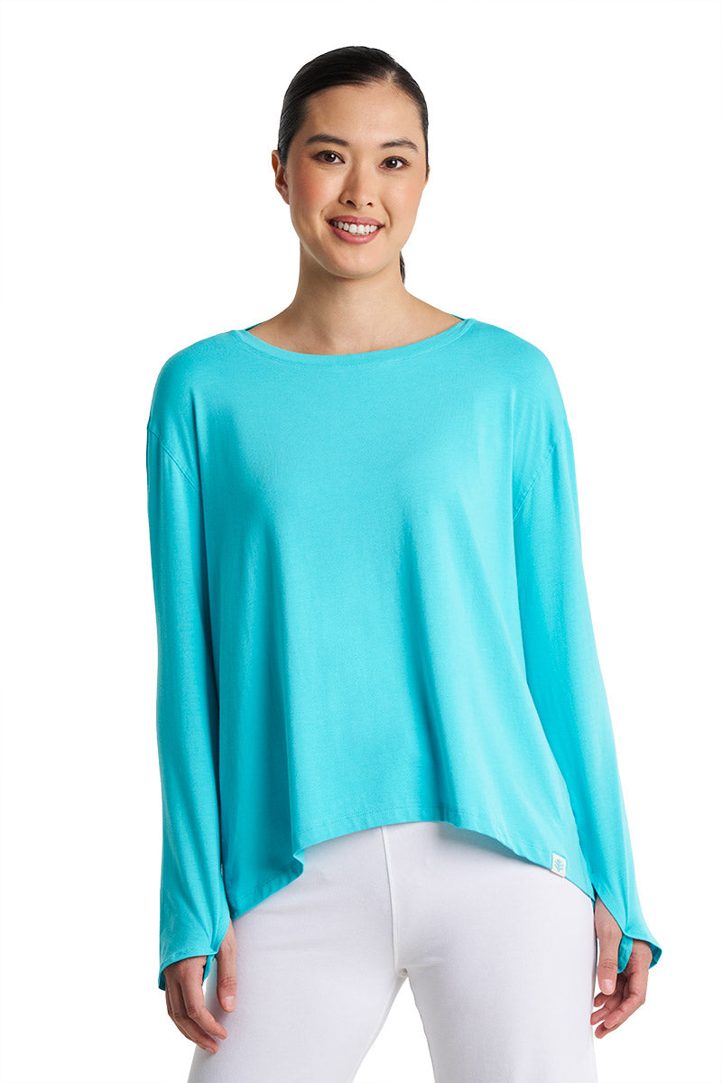Women's LumaLeo Drape T-Shirt | Blue Curacao
