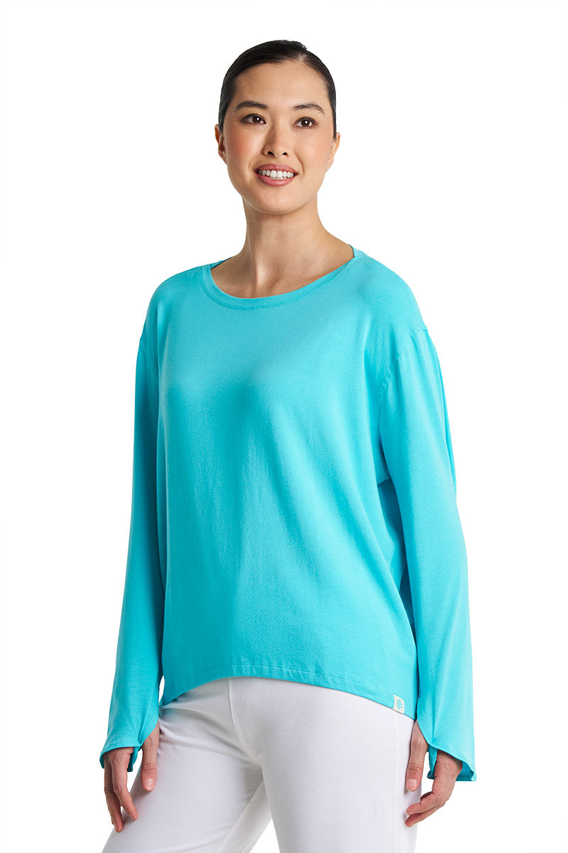 Women's LumaLeo Drape T-Shirt | Blue Curacao