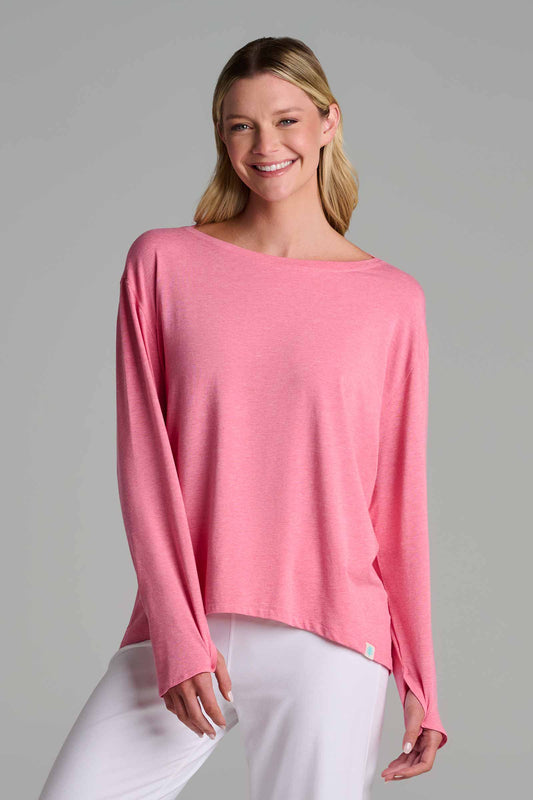 Women's LumaLeo Drape T-Shirt | Flamingo Pink Heather