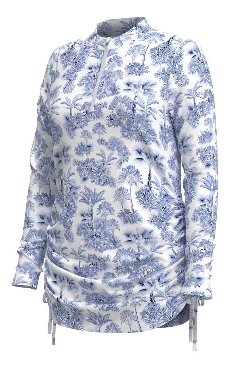 Women's Key Biscayne Ruche Swim Top | Periwinkle Isla Bonita