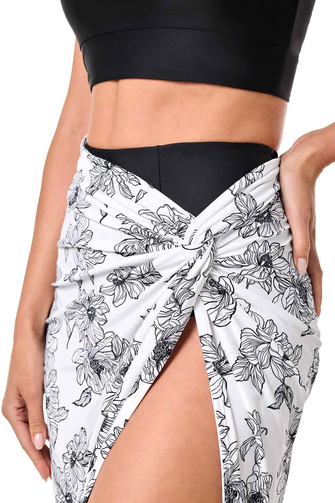 Women's North Bay Village Knot Cover-Up | White/Black Perfect Peony