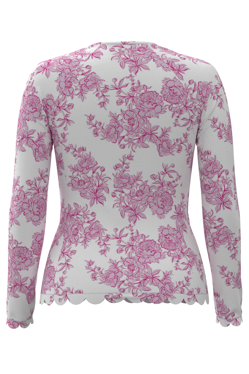 Women's Stony Coral Scallop Long Sleeve Rashguard | Fuchsia Bouquet