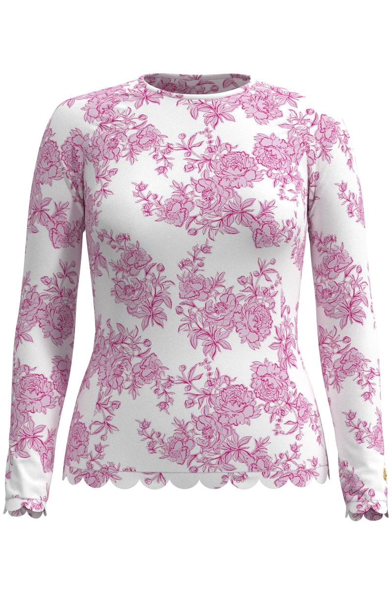 Women's Stony Coral Scallop Long Sleeve Rashguard | Fuchsia Bouquet