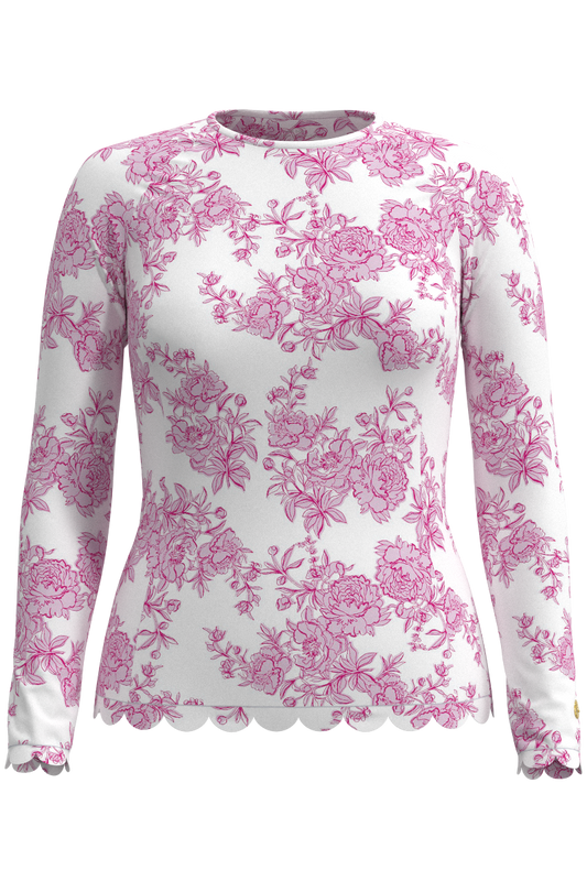 Women's Stony Coral Scallop Long Sleeve Rashguard | Fuchsia Bouquet