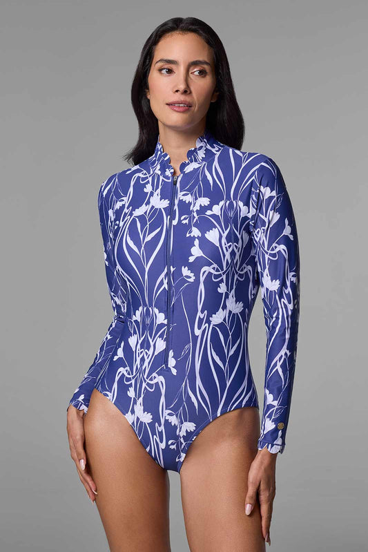 Women's Great Star Scallop Long Sleeve Swimsuit | Future Dusk Iris Dusk