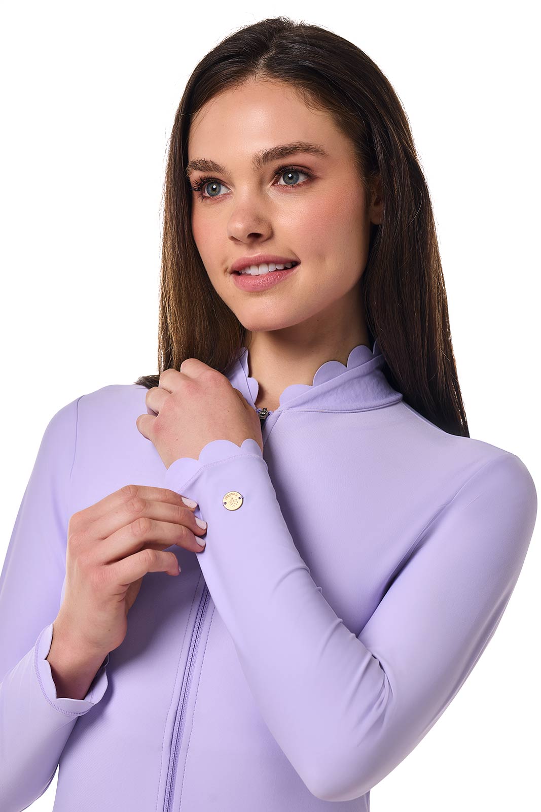 Women's Great Star Scallop Long Sleeve Swimsuit | Lavendula