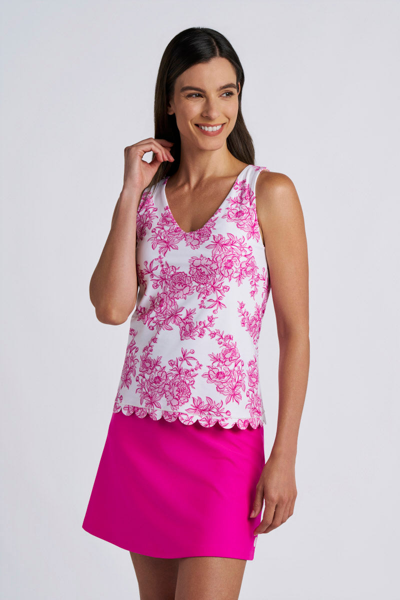 Women's Acropora Scallop Swim Tank | Fuchsia Bouquet