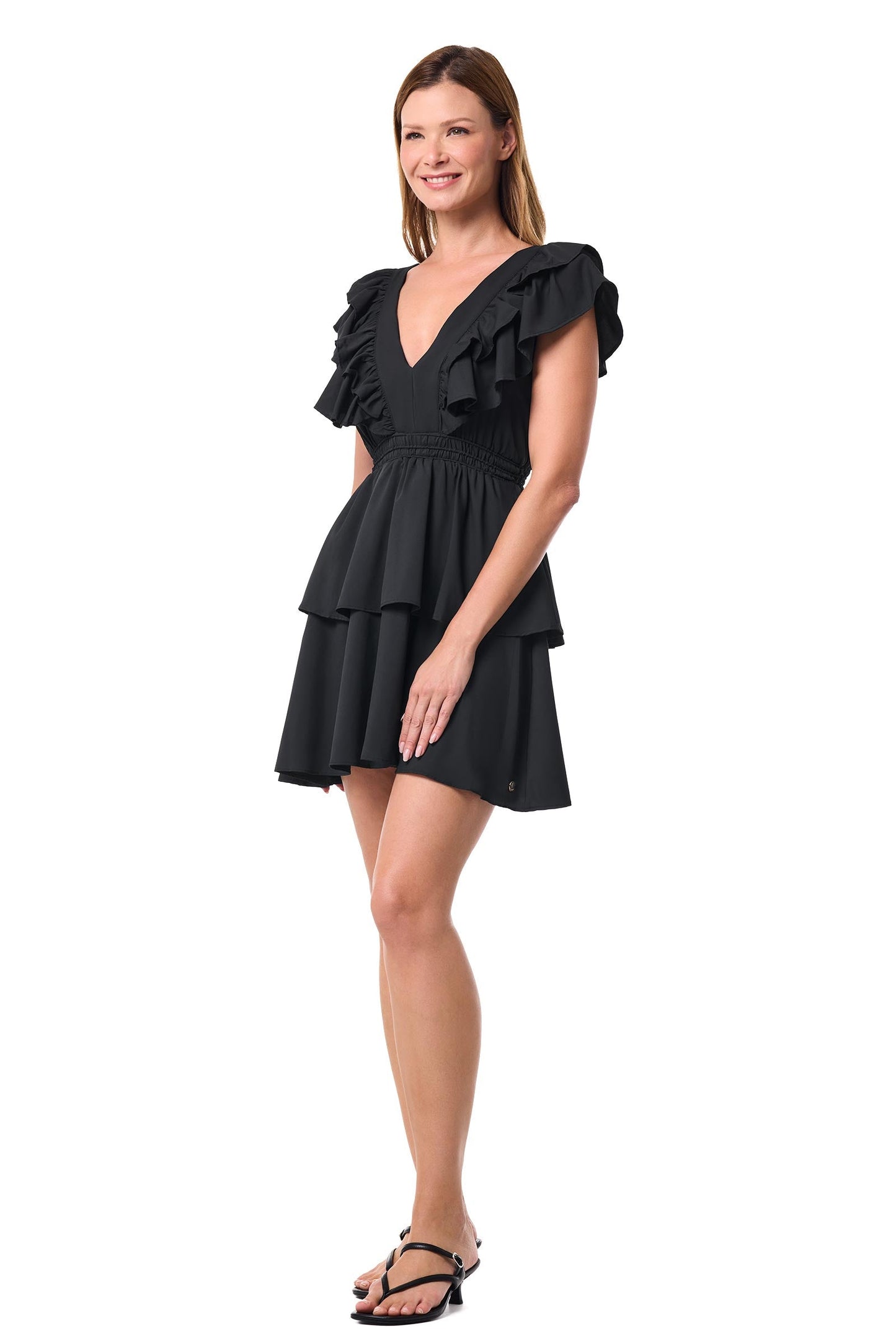Women's South Cove V-Neck Ruffle Dress | Black