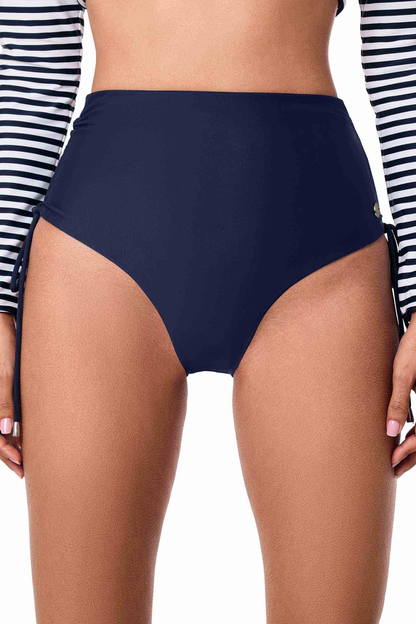 Women's Myrtle Reversible Ruche Adjustable Swim Bottoms | Navy Reversible