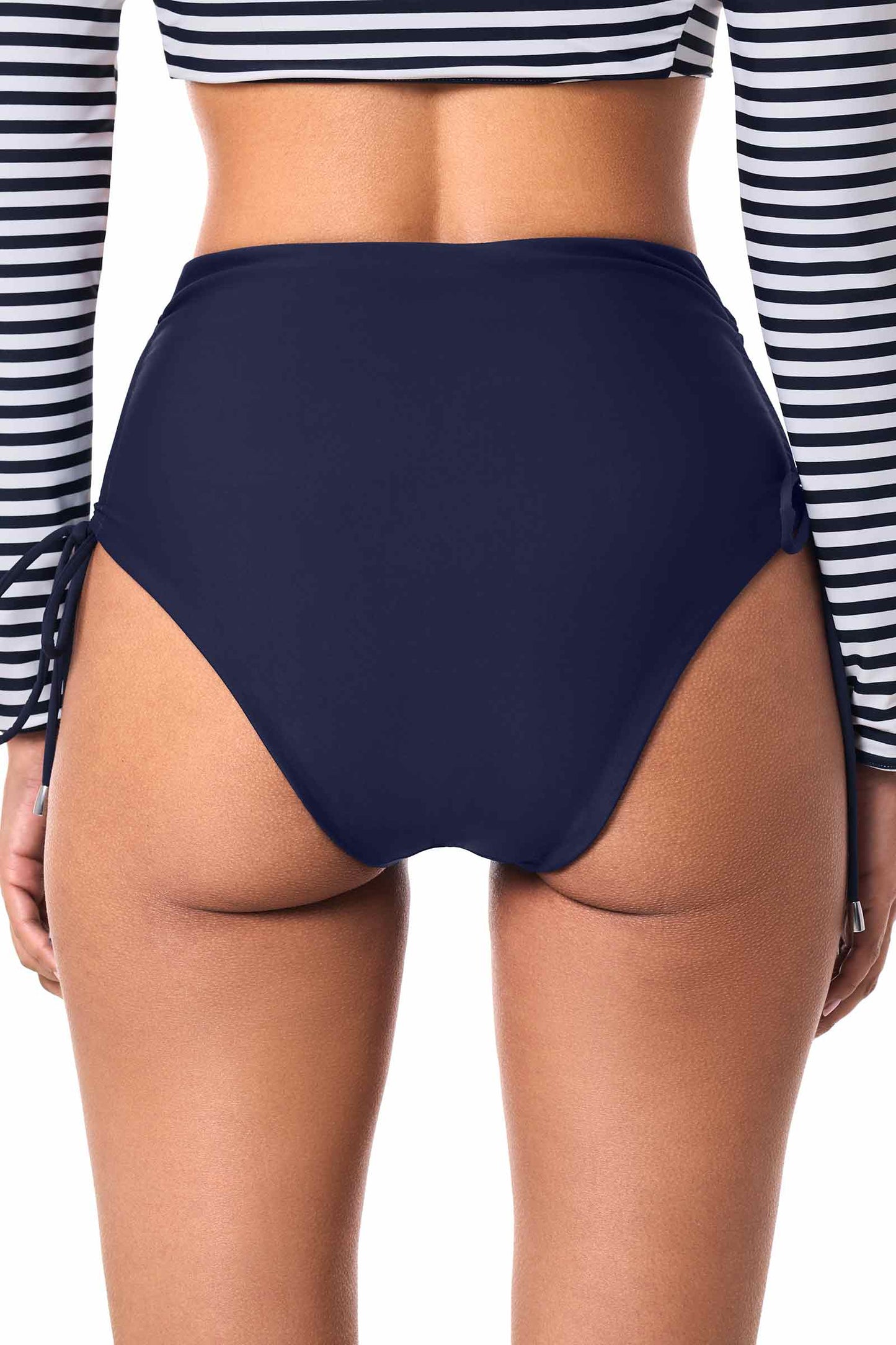 Women's Myrtle Reversible Ruche Adjustable Swim Bottoms | Navy Reversible