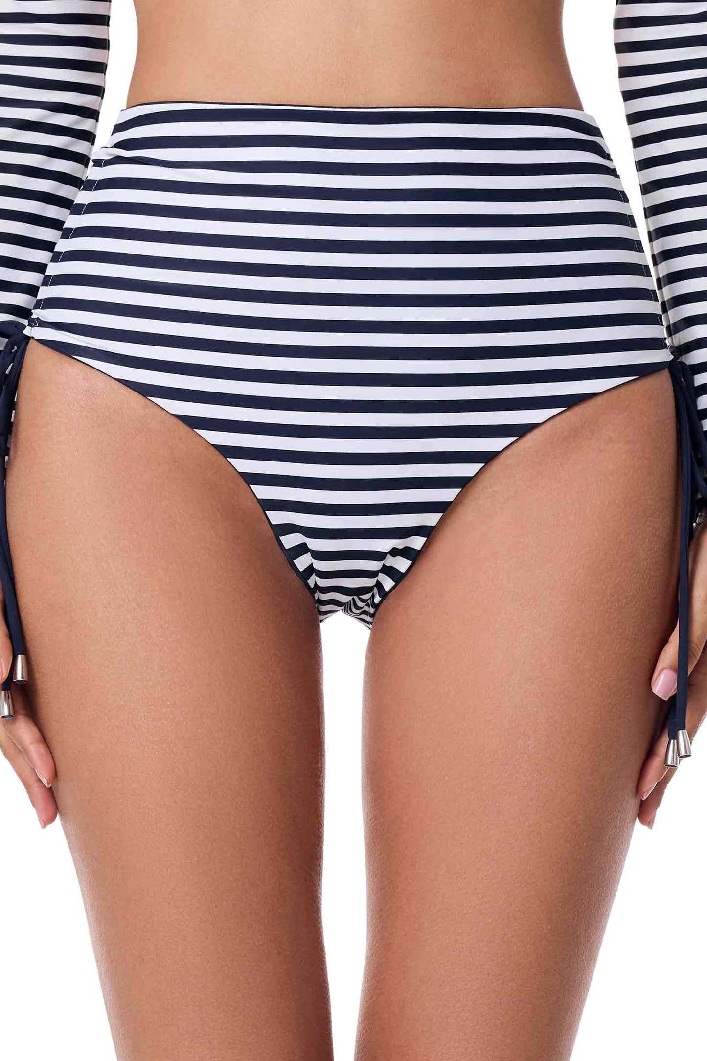 Women's Myrtle Reversible Ruche Adjustable Swim Bottoms | Navy Reversible