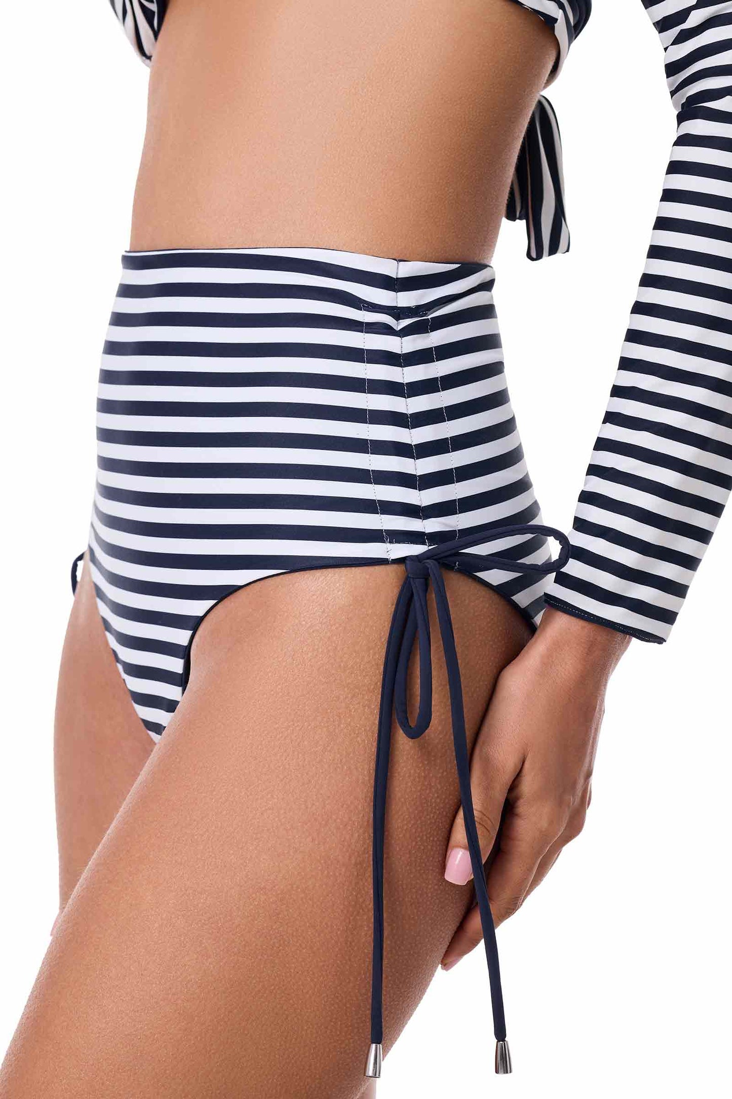Women's Myrtle Reversible Ruche Adjustable Swim Bottoms | Navy Reversible