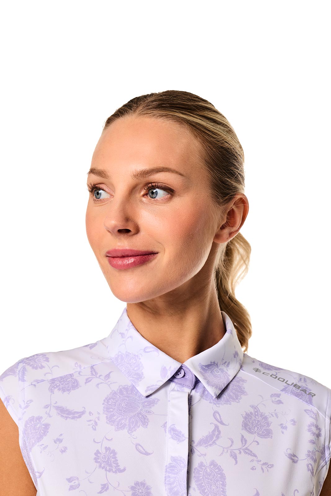 Women's Dew-Sweeper Sleeveless Golf Polo | White Floral Paisley