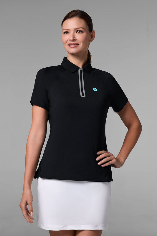 Women's Double Eagle Short Sleeve Polo | Black