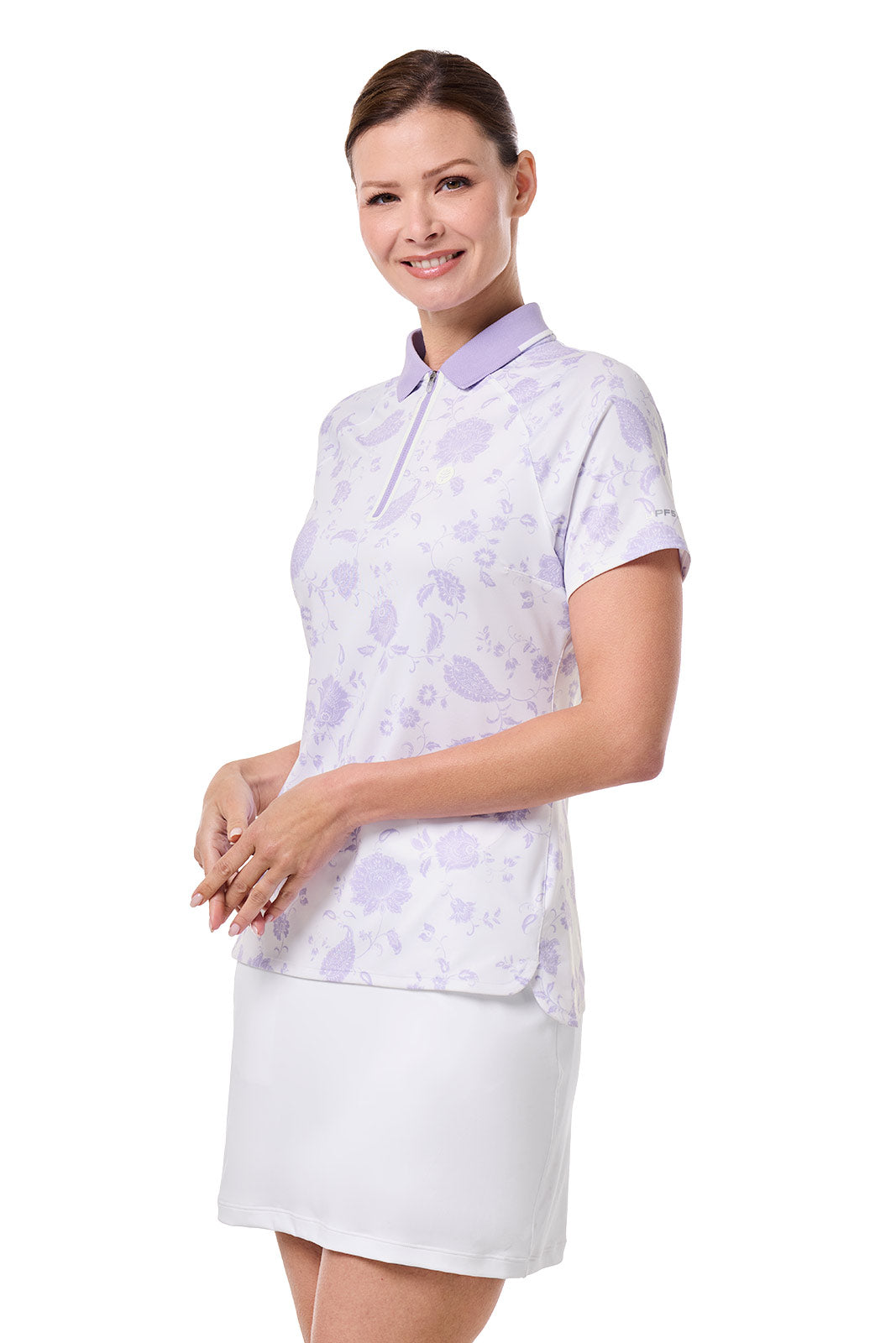 Women's Double Eagle Short Sleeve Golf Polo | White Floral Paisley