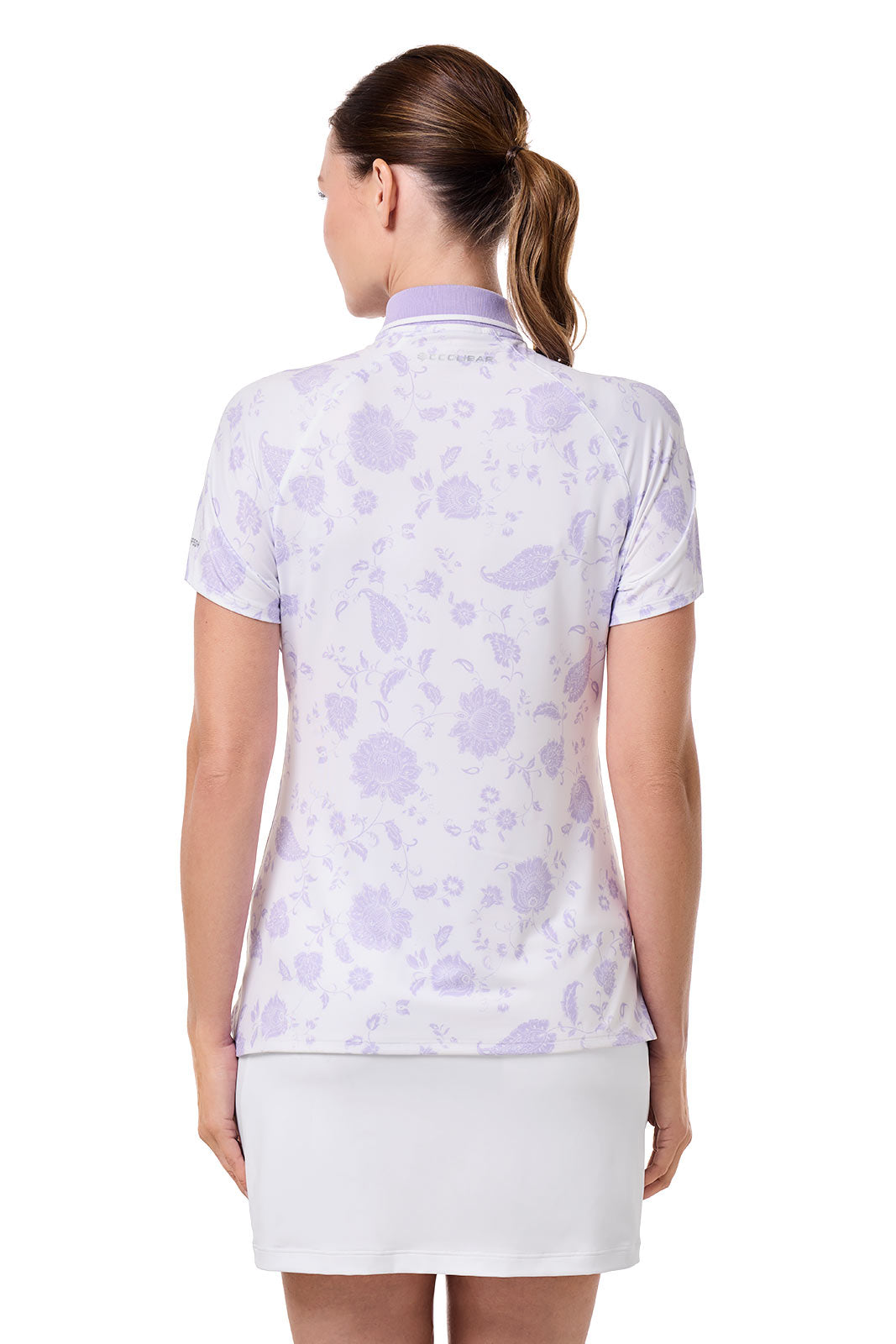 Women's Double Eagle Short Sleeve Golf Polo | White Floral Paisley