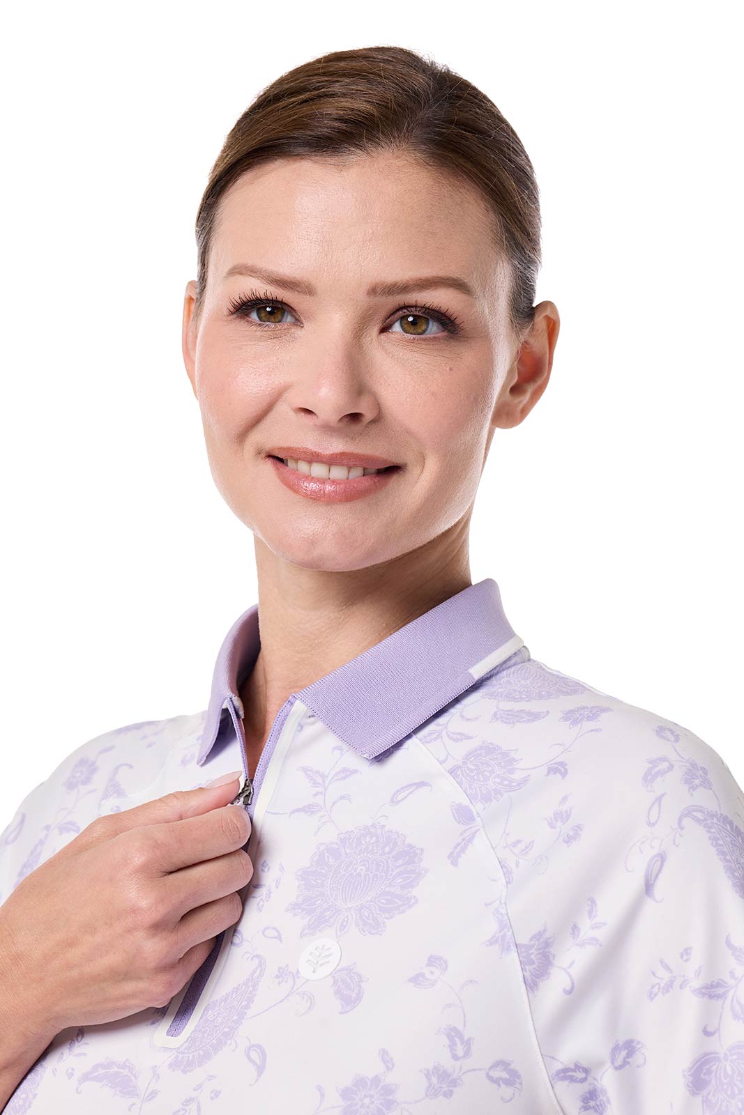 Women's Double Eagle Short Sleeve Golf Polo | White Floral Paisley