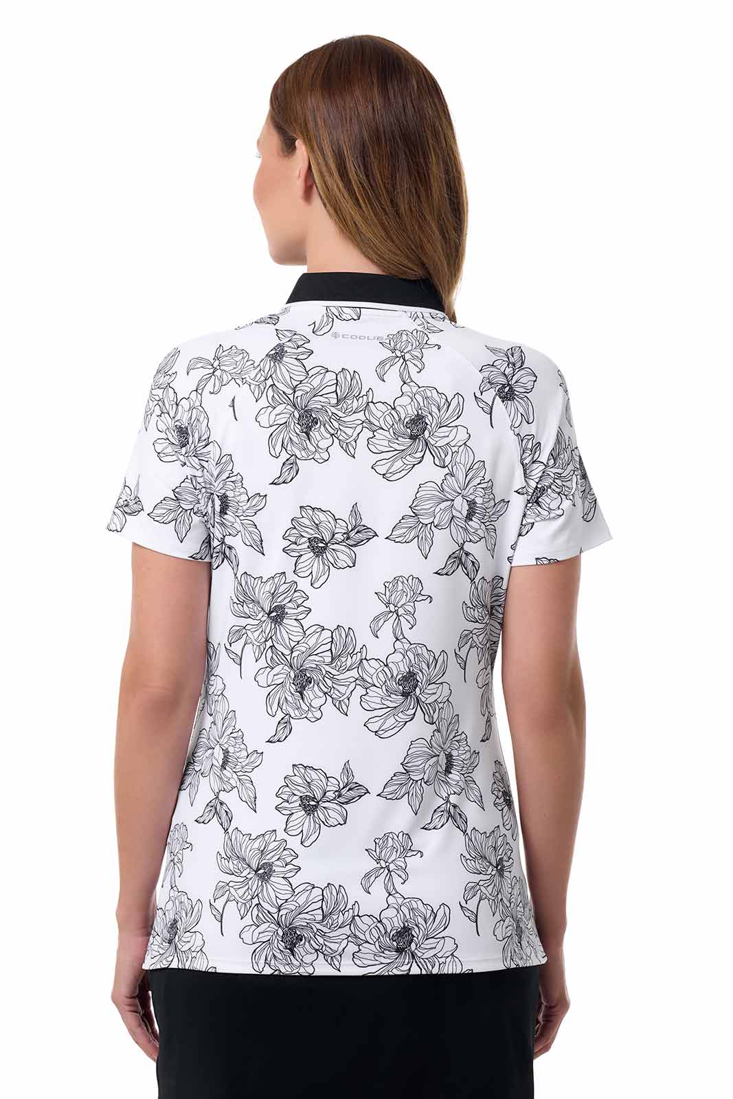 Women's Double Eagle Short Sleeve Golf Polo | White/Black Perfect Peony