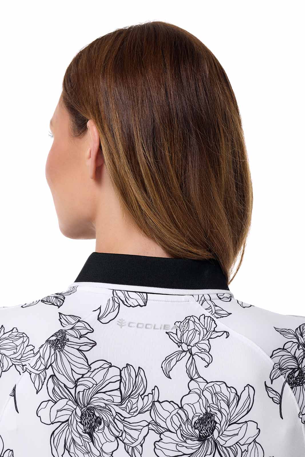 Women's Double Eagle Short Sleeve Golf Polo | White/Black Perfect Peony