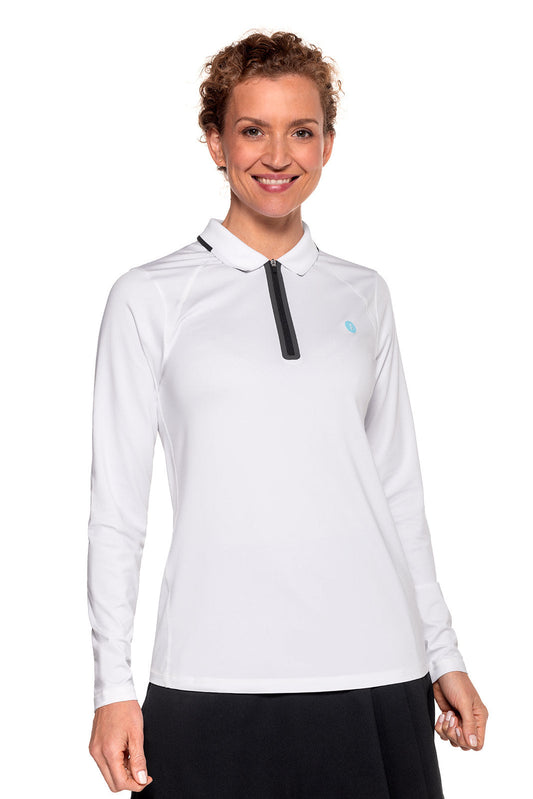 Women's Victory Lap Long Sleeve Golf Polo | White