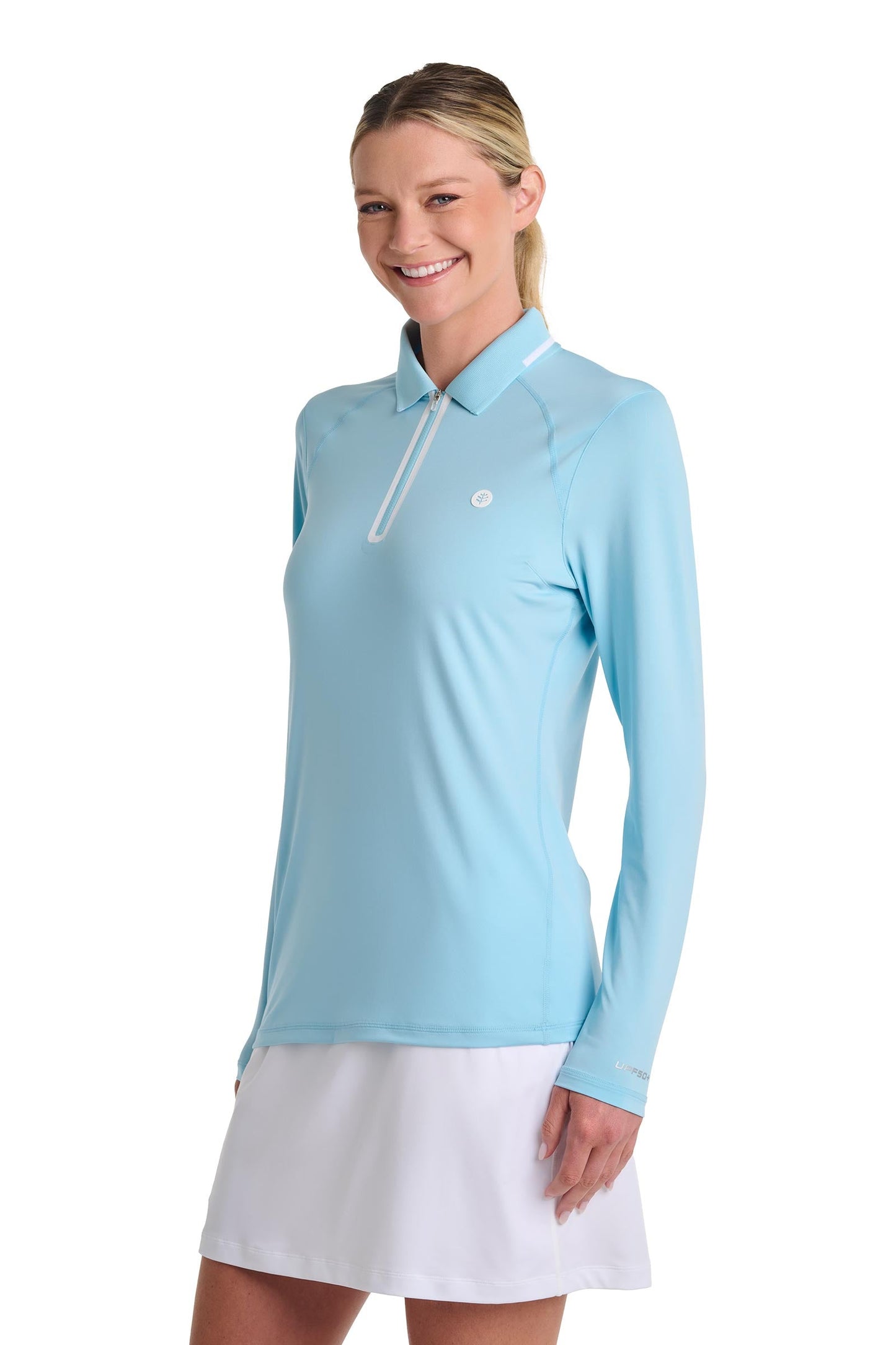 Women's Victory Lap Long Sleeved Golf Polo | Arctic Blue