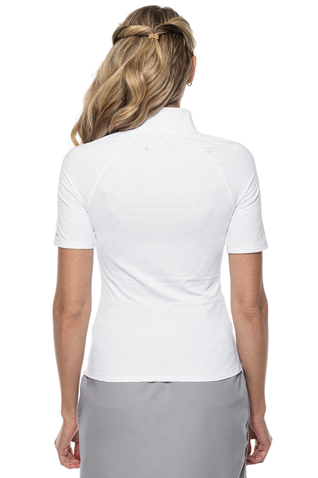 Women's Albatross Elbow Sleeve Mock Neck Top | White Diamond Jacquard