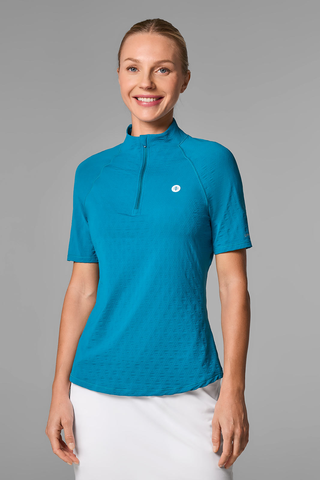 Women's Albatrose Golf Elbow Sleeve Shirt | Bluejay Diamond Jacquard