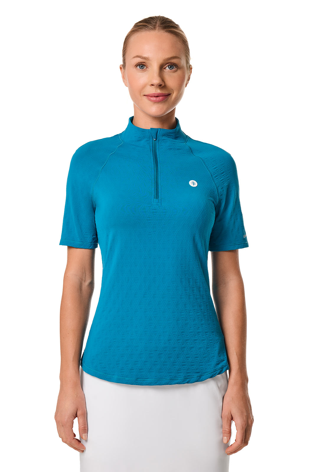 Women's Albatrose Golf Elbow Sleeve Shirt | Bluejay Diamond Jacquard