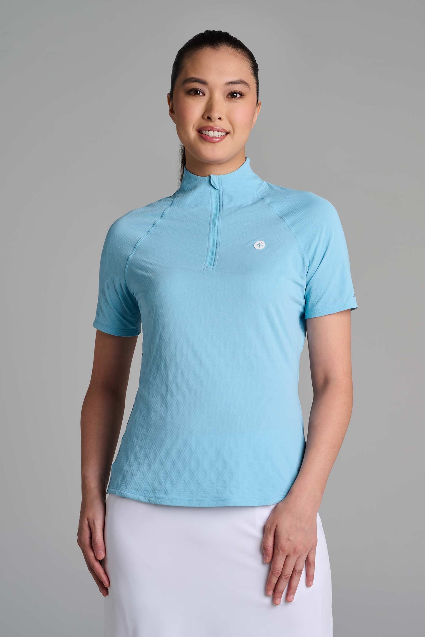 Women's Albatrose Golf Elbow Sleeve Shirt | Arctic Blue Diamond Jacquard
