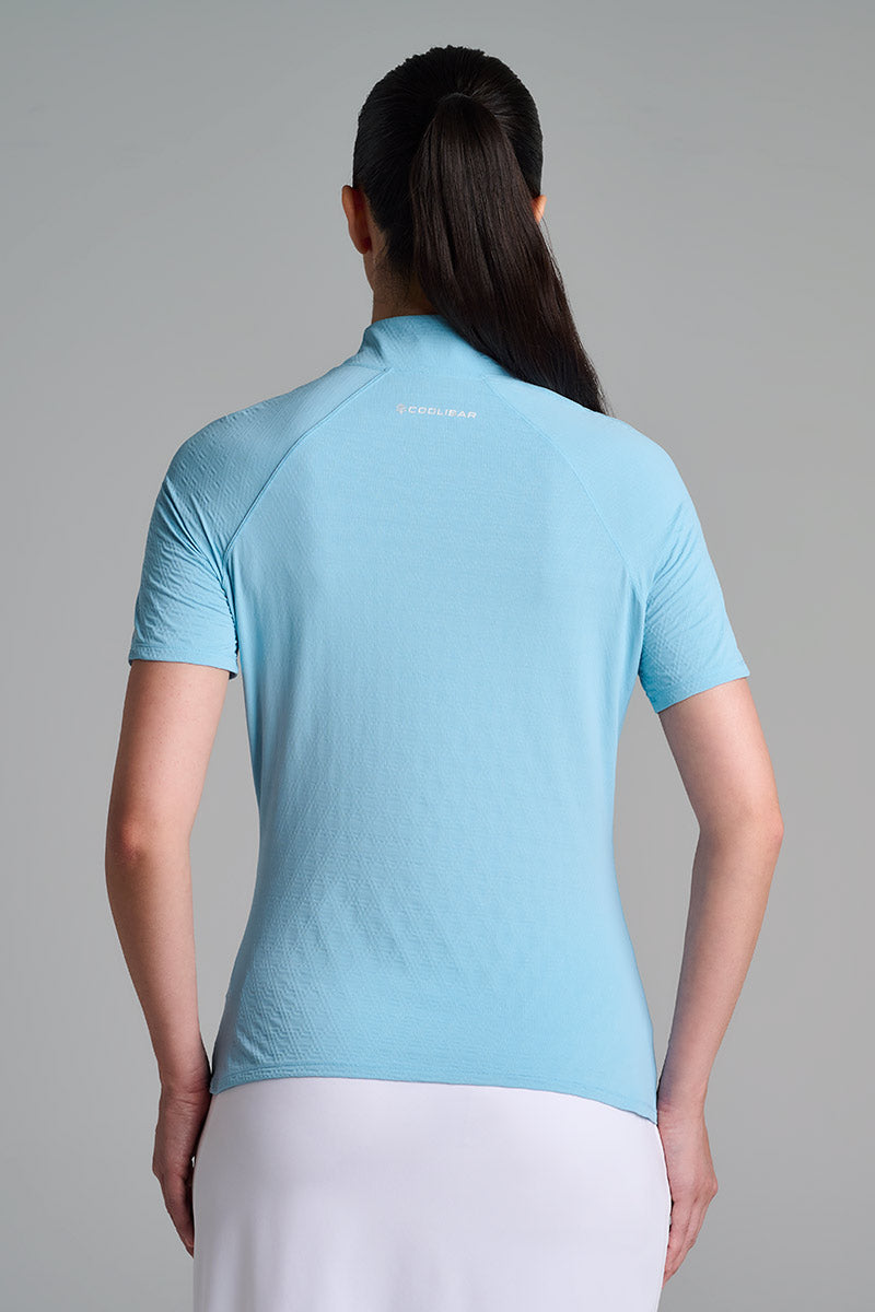 Women's Albatrose Golf Elbow Sleeve Shirt | Arctic Blue Diamond Jacquard