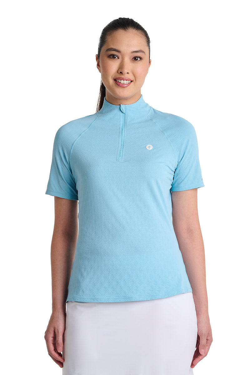 Women's Albatrose Golf Elbow Sleeve Shirt | Arctic Blue Diamond Jacquard