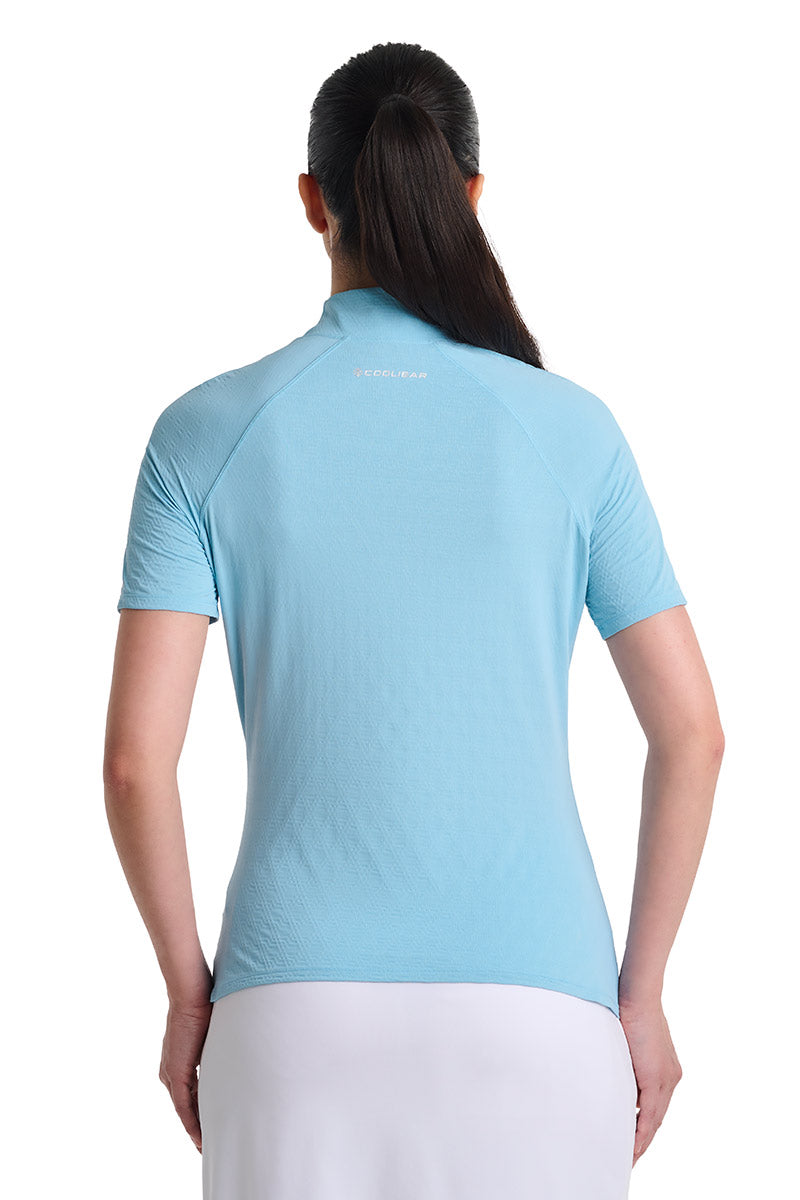 Women's Albatrose Golf Elbow Sleeve Shirt | Arctic Blue Diamond Jacquard