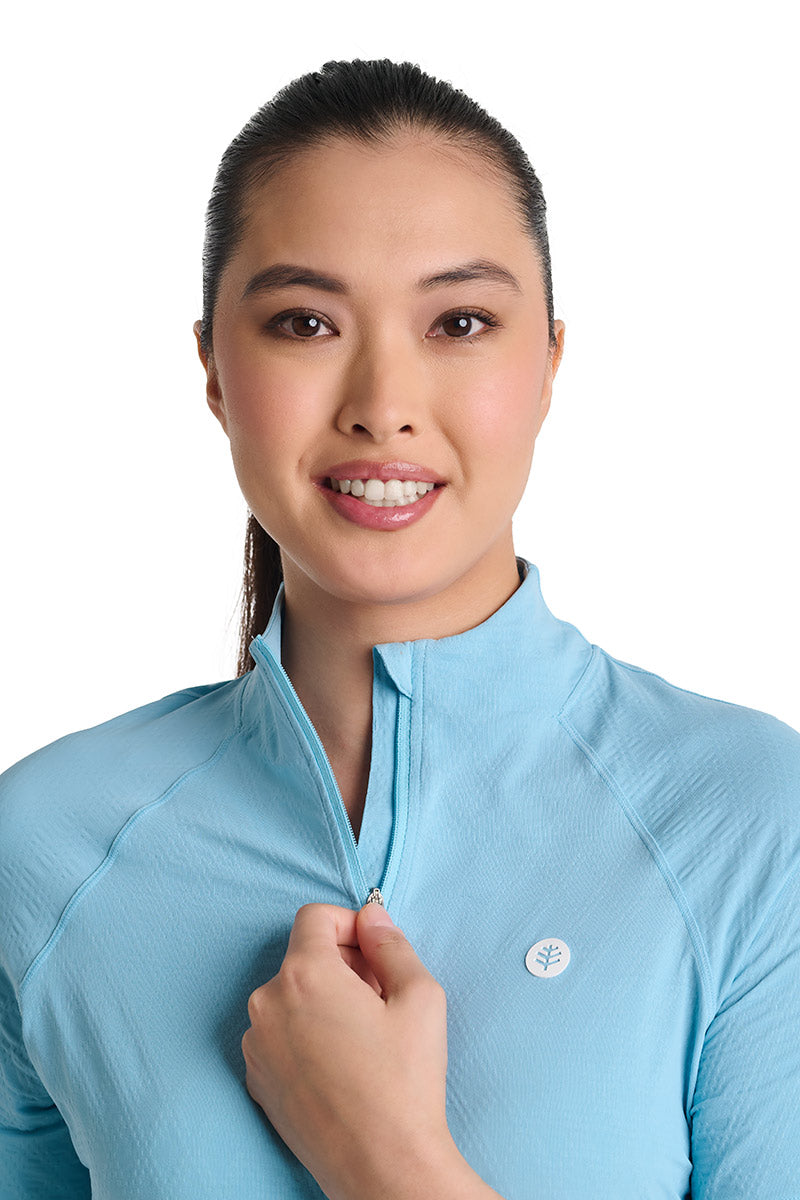 Women's Albatrose Golf Elbow Sleeve Shirt | Arctic Blue Diamond Jacquard
