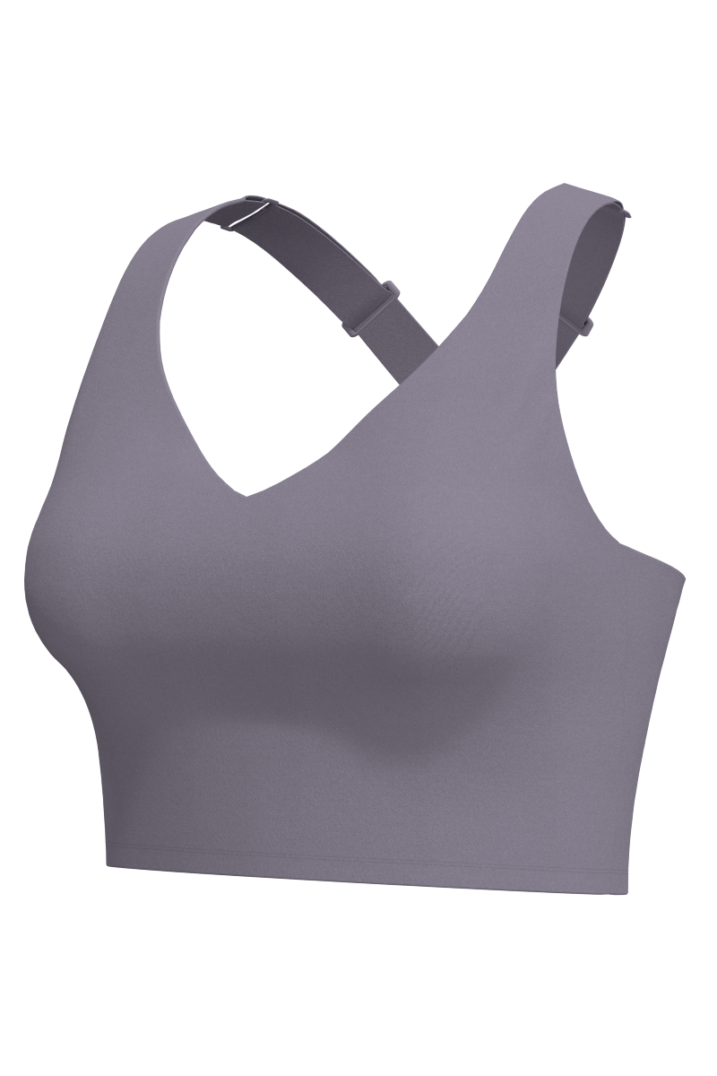 Women's Ananda Long Line Sports Bra | Lavender Grey