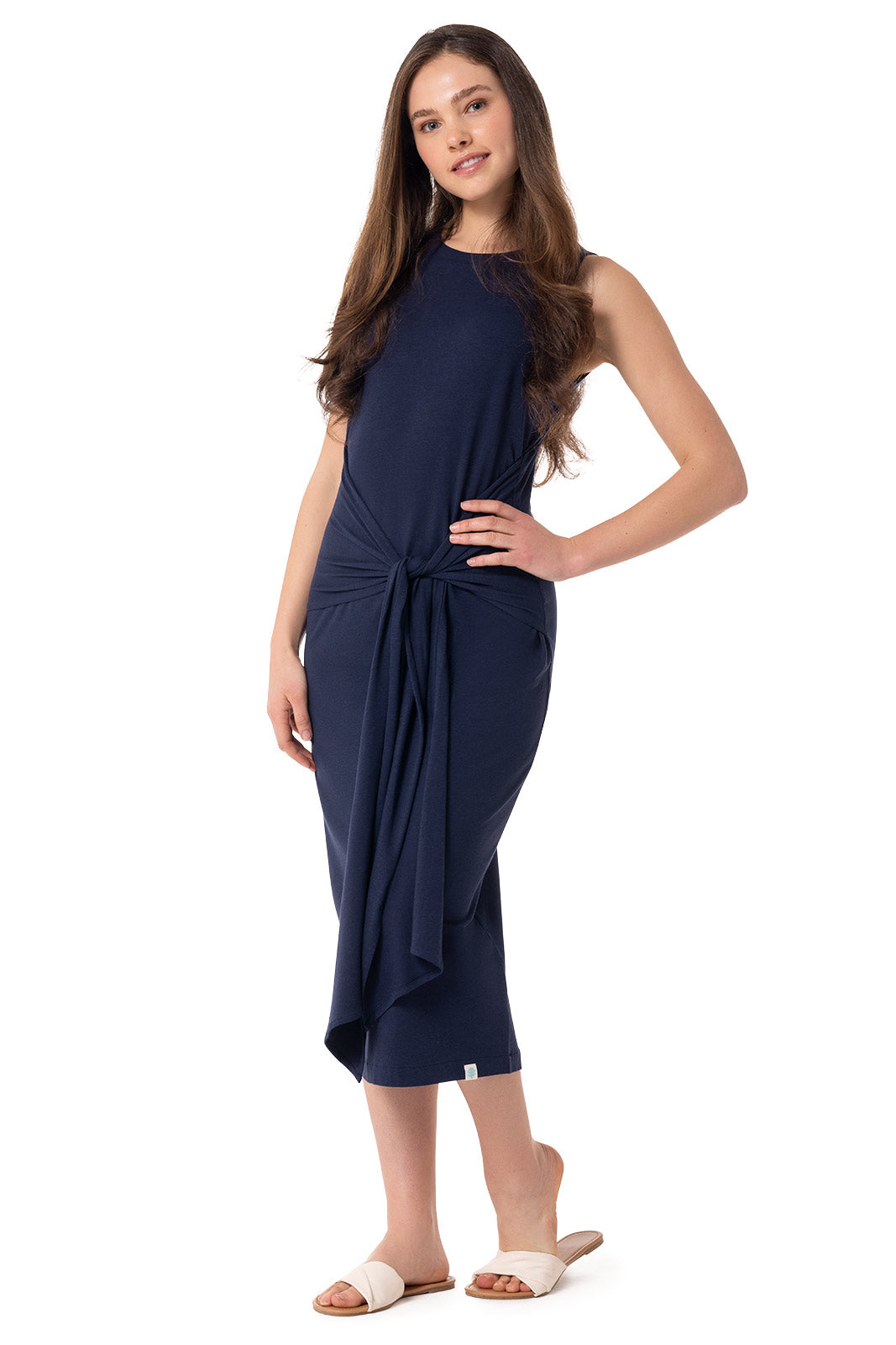 Women's Jupiter Midi Tie Dress | Navy