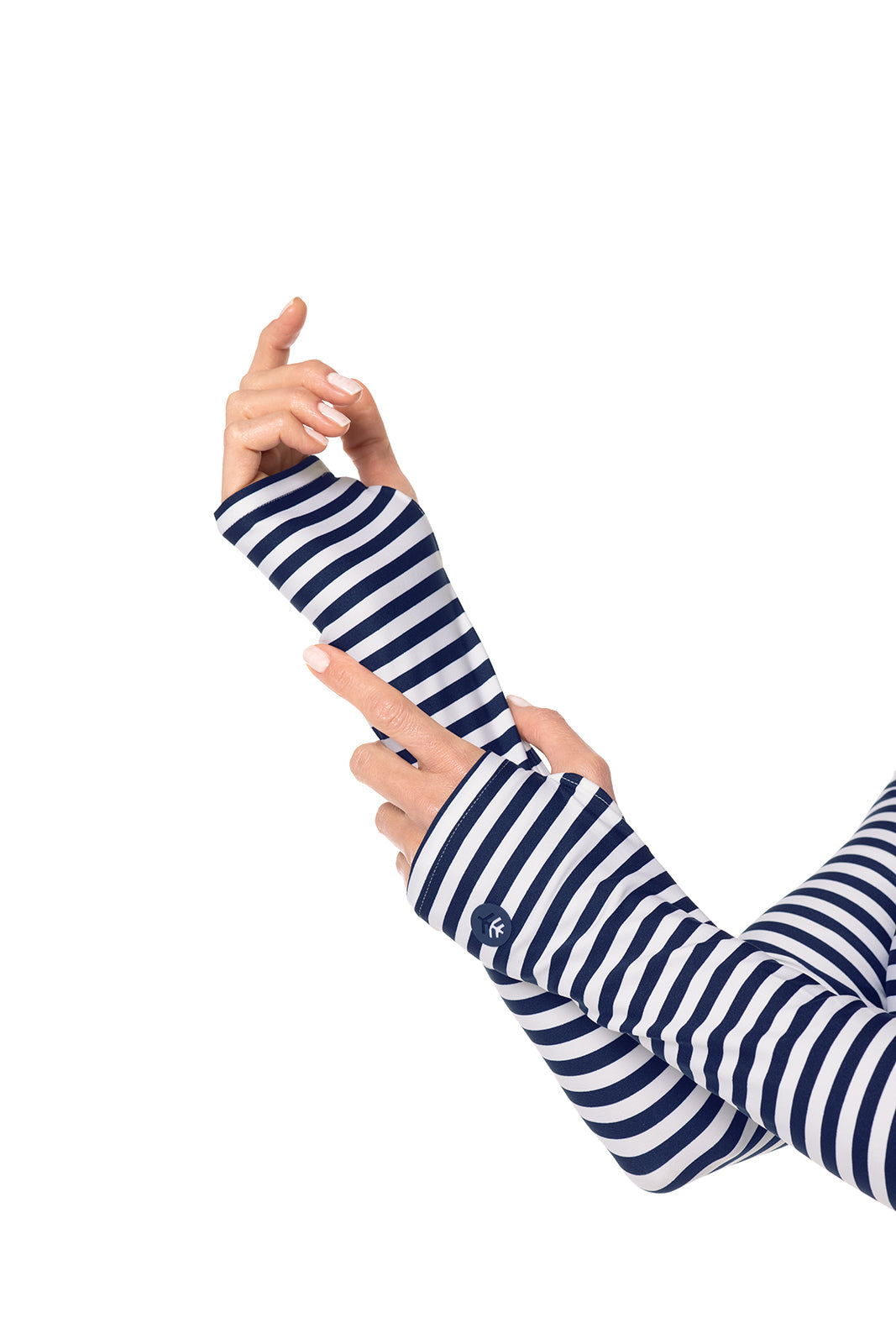Women's Bayfront Rash Guard Bra Top | White/Navy Stripe