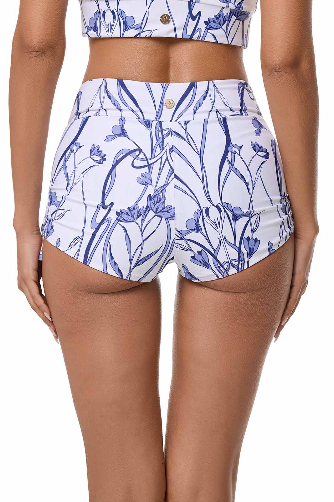 Women's Bayshore Ruched Swim Shorts | White Iris Dusk