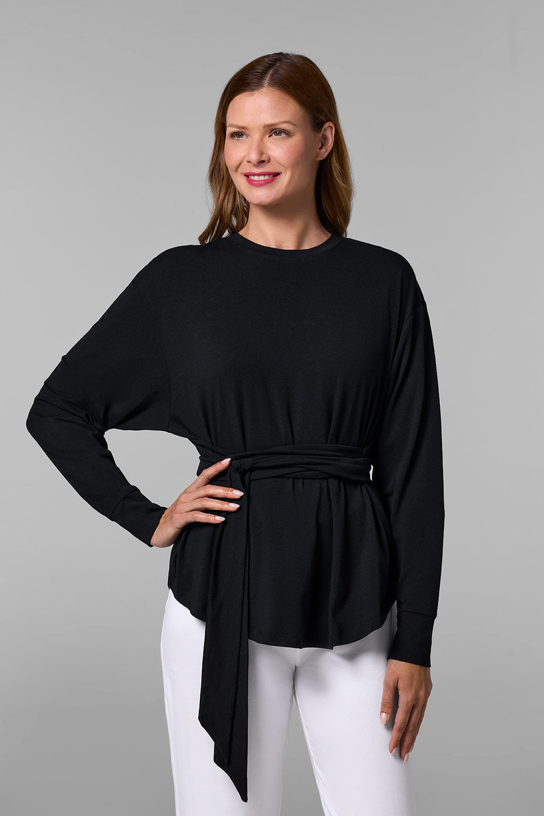 Women's Merrick Long Sleeve Tie Shirt | Black