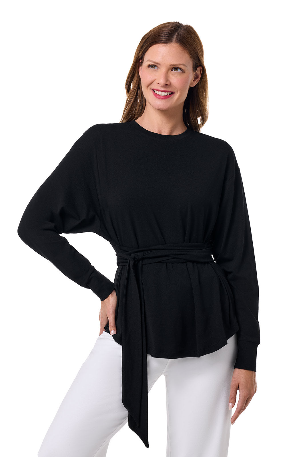 Women's Merrick Long Sleeve Tie Shirt | Black