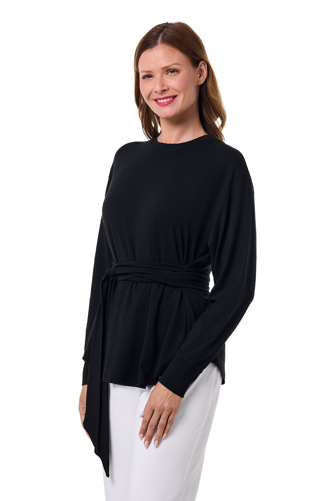 Women's Merrick Long Sleeve Tie Shirt | Black