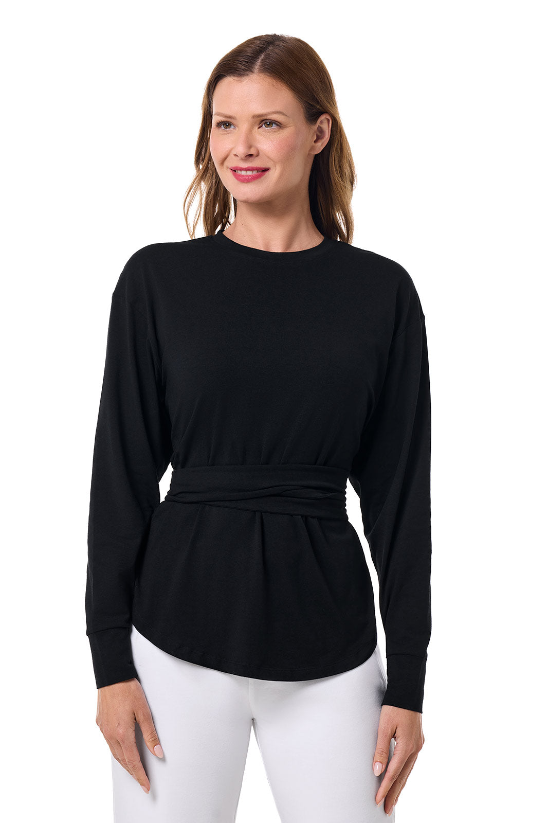 Women's Merrick Long Sleeve Tie Shirt | Black