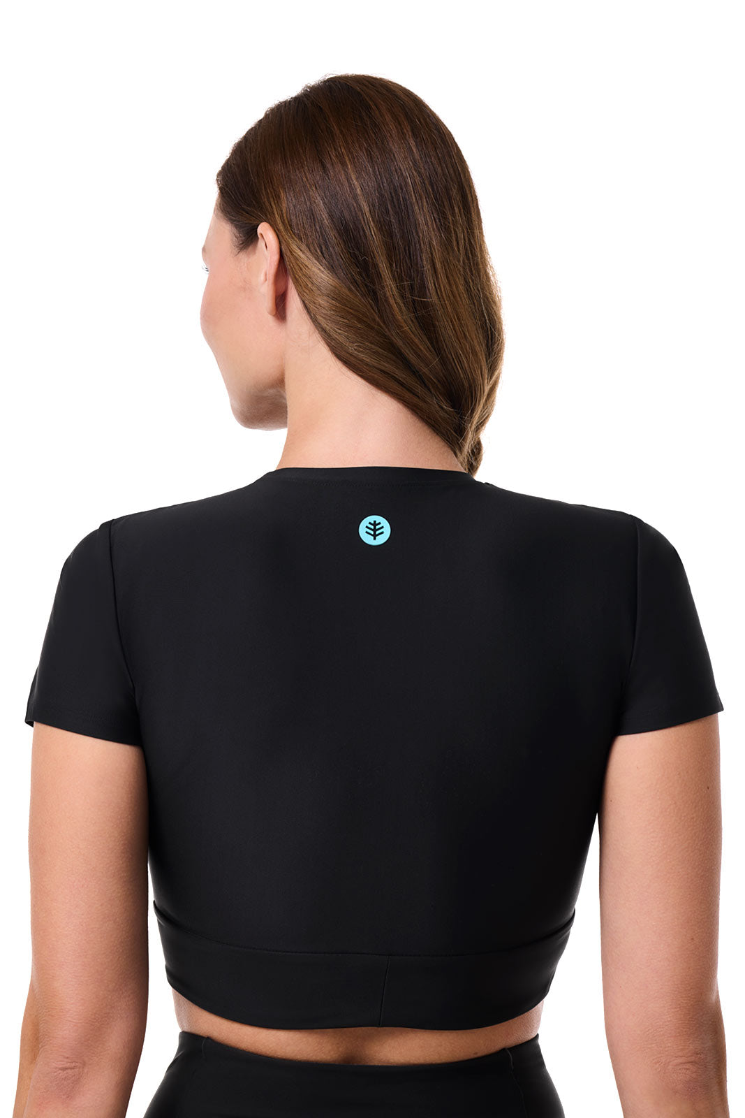 Women's Hibiscus Island Crop Swim T-Shirt | Black